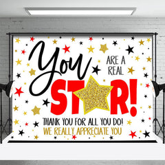 Aperturee - Red Gold You Star Thank Appreciate Party Backdrop