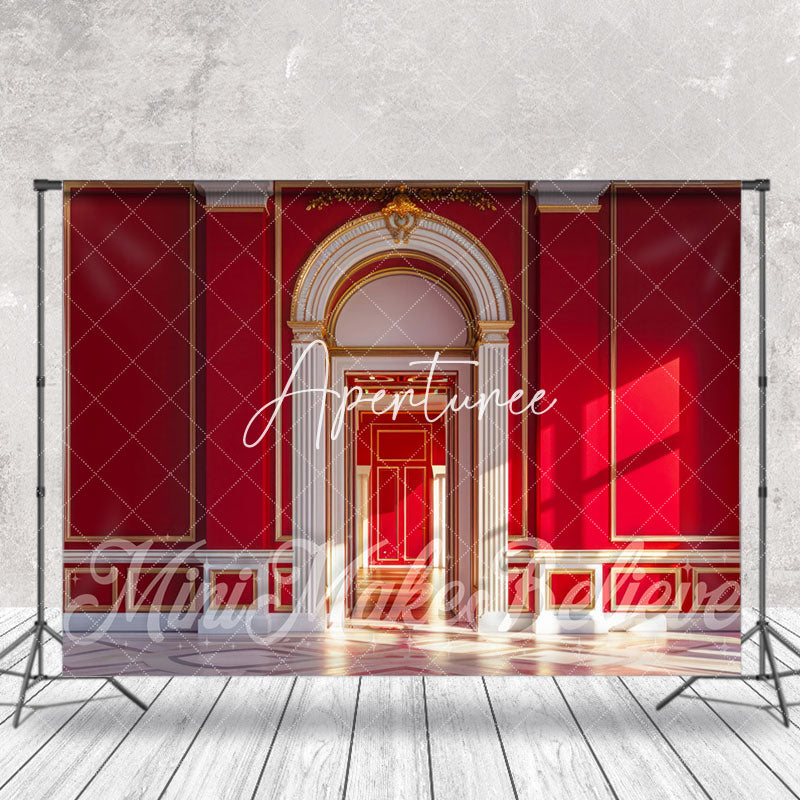 Aperturee - Red Golden Palace Wall Door Backdrop For Photograph