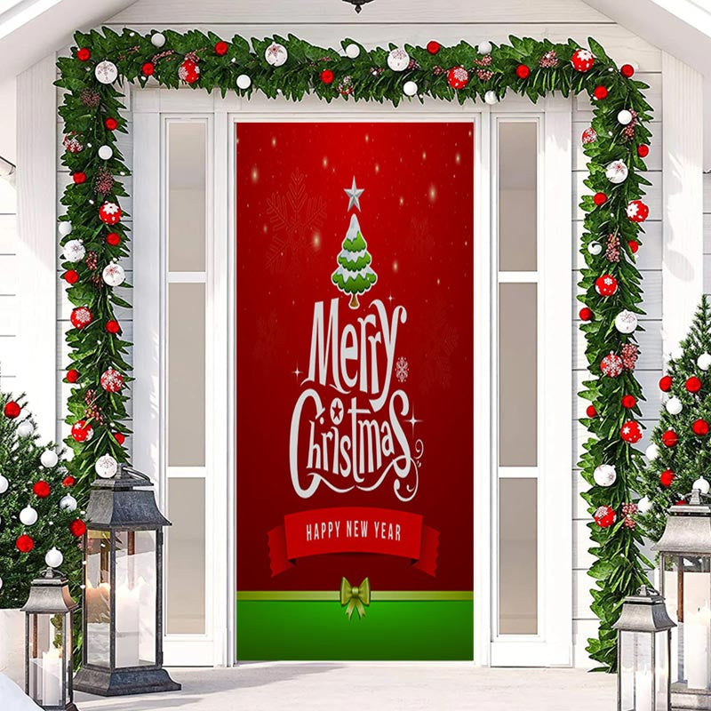 Aperturee - Red Green Happy New Year Merry Christmas Door Cover