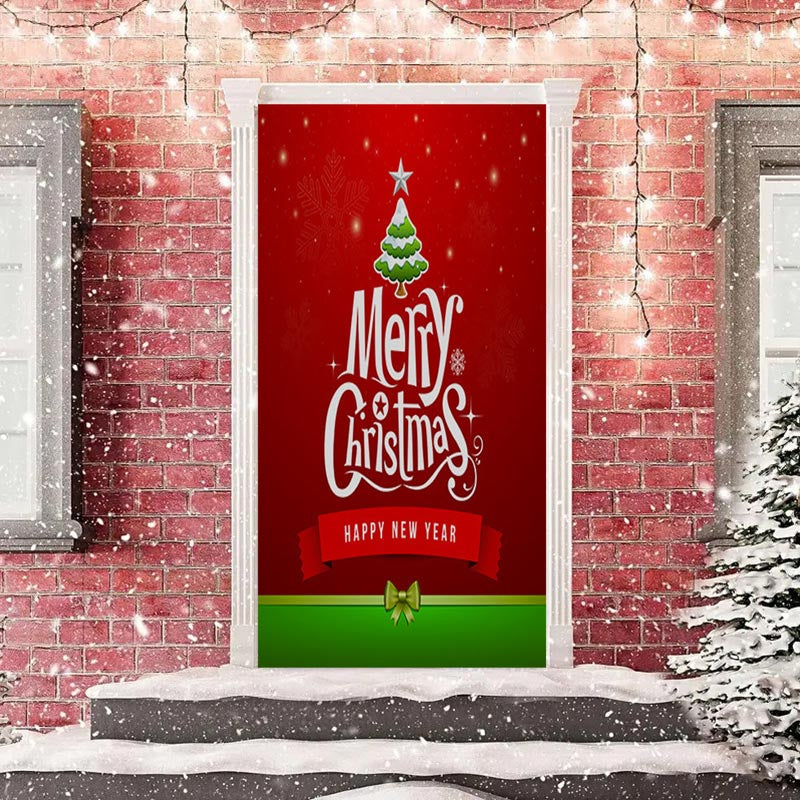 Aperturee - Red Green Happy New Year Merry Christmas Door Cover