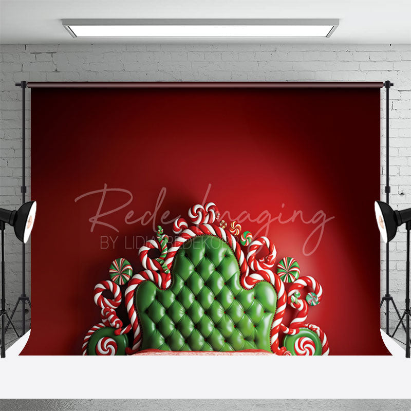 Aperturee - Red Green Headboard Christmas Photography Backdrop