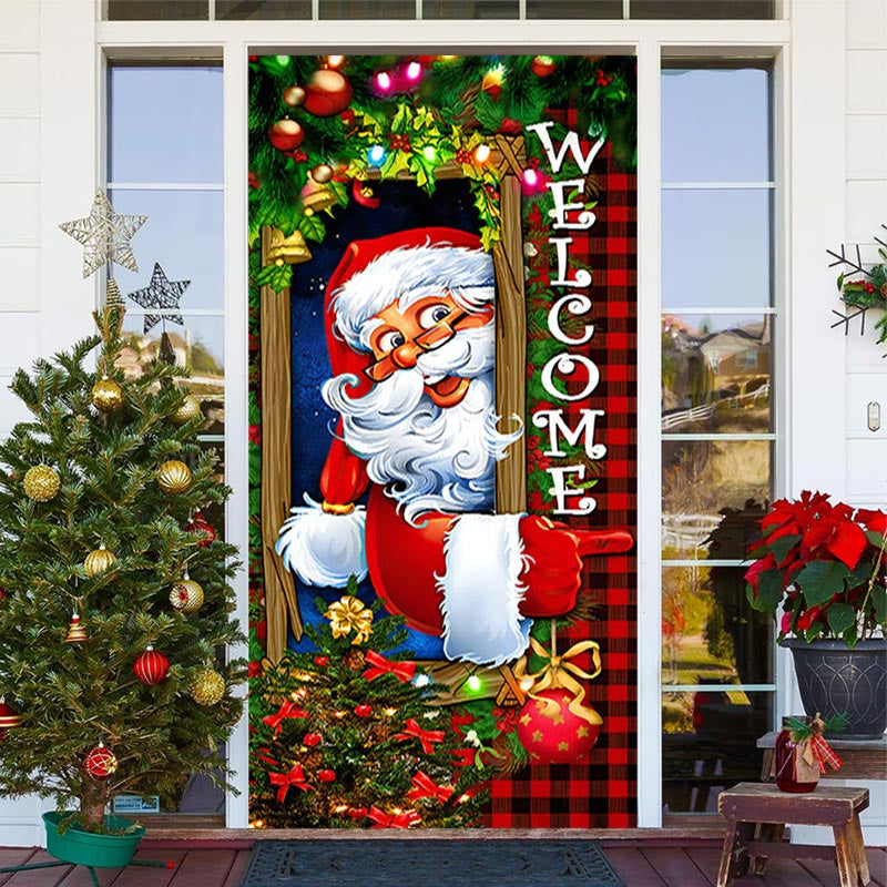 Aperturee - Red Green Light Santa Claus Christmas Door Cover