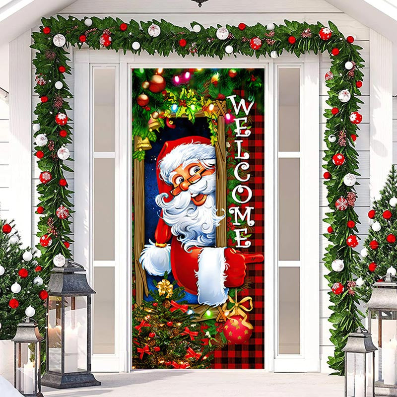 Aperturee - Red Green Light Santa Claus Christmas Door Cover