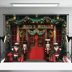 Aperturee - Red Green Santas Workshop Soldier Christmas Backdrop