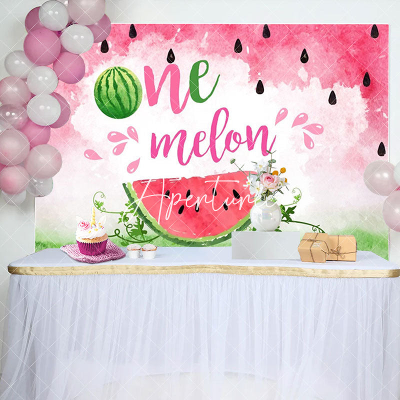 Aperturee - Red Green Watermelon 1st Birthday Party Backdrop