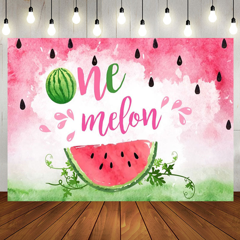 Aperturee - Red Green Watermelon 1st Birthday Party Backdrop