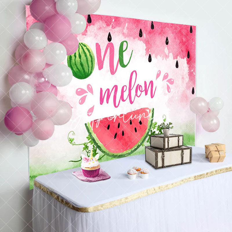 Aperturee - Red Green Watermelon 1st Birthday Party Backdrop