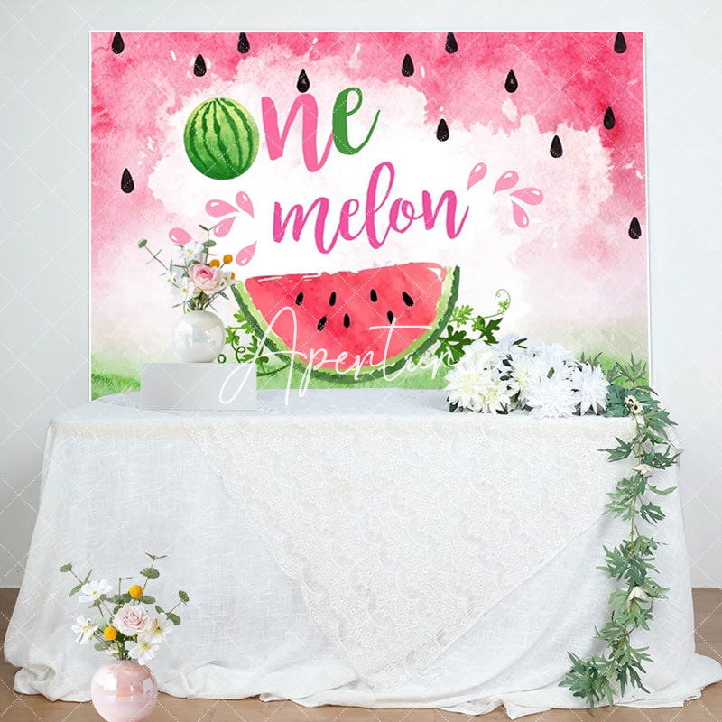 Aperturee - Red Green Watermelon 1st Birthday Party Backdrop