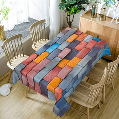 Aperturee - Red Grey Blue Brick Wall Crack Rectangle Tablecloth