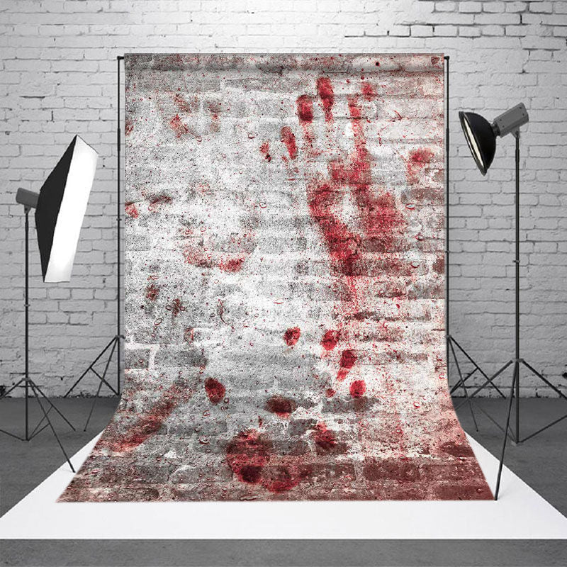 Aperturee - Red Hand Print Brick Wall Party Photoshoot Backdrop