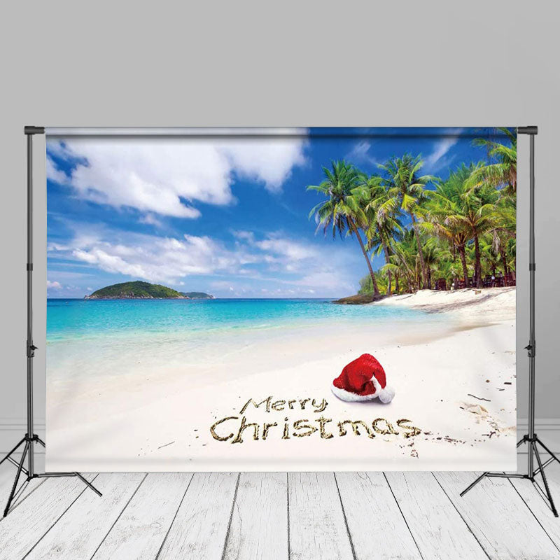 Aperturee - Red Hat Beach Coconut Christmas In July Backdrop