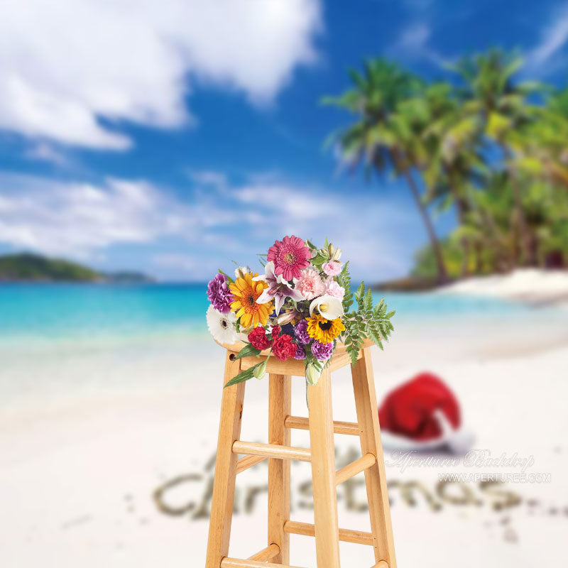 Aperturee - Red Hat Beach Coconut Christmas In July Backdrop