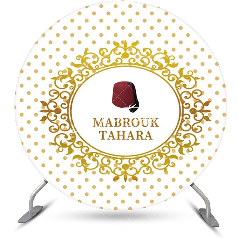 Aperturee - Red Hat Mabrouk Tahara White Gold Round Backdrop