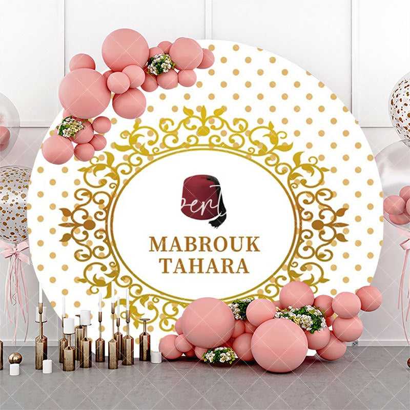 Aperturee - Red Hat Mabrouk Tahara White Gold Round Backdrop