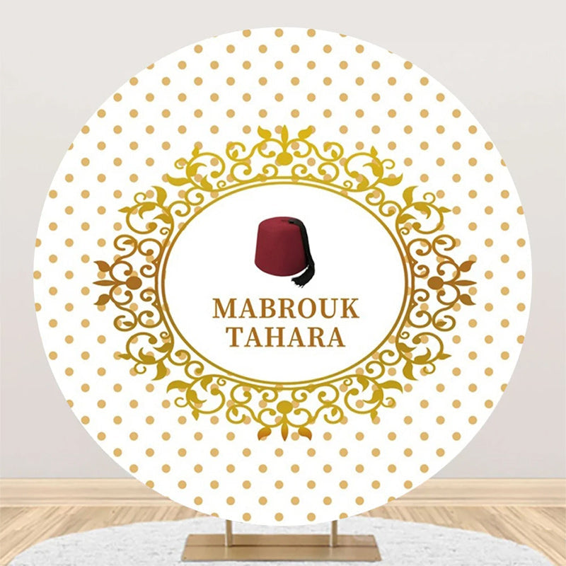 Aperturee - Red Hat Mabrouk Tahara White Gold Round Backdrop