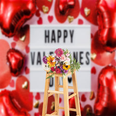 Aperturee - Red Heart Balloon Happy Valentines Day Backdrop