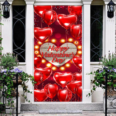 Aperturee - Red Heart Balloons Sign Valentines Day Door Cover