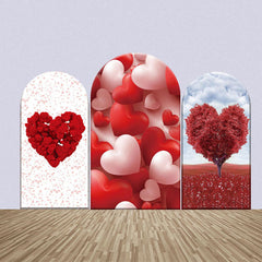 Aperturee - Red Heart Balloons Trees Wedding Arch Bakcdrop Kit