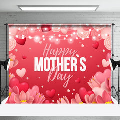 Aperturee - Red Heart Light Happy Mothers Day Party Backdrop