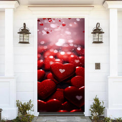 Aperturee - Red Heart Stones Bokeh Valentines Day Door Cover