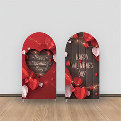 Aperturee - Red Hearts Brown Wood Valentines Arch Backdrop Kit