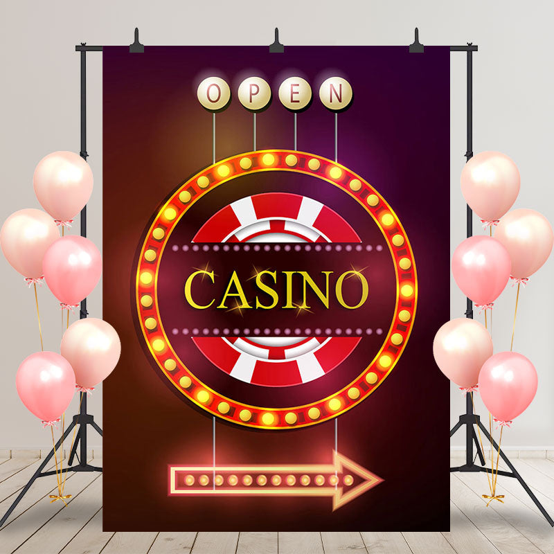 Aperturee - Red Indicator Arrow Casino Open Birthday Backdrop