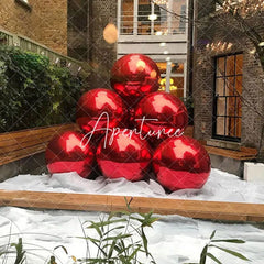 Aperturee - Red Inflatable Shiny Ball Pvc Mirror Party Balloon