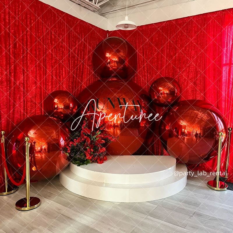 Aperturee - Red Inflatable Shiny Ball Pvc Mirror Party Balloon