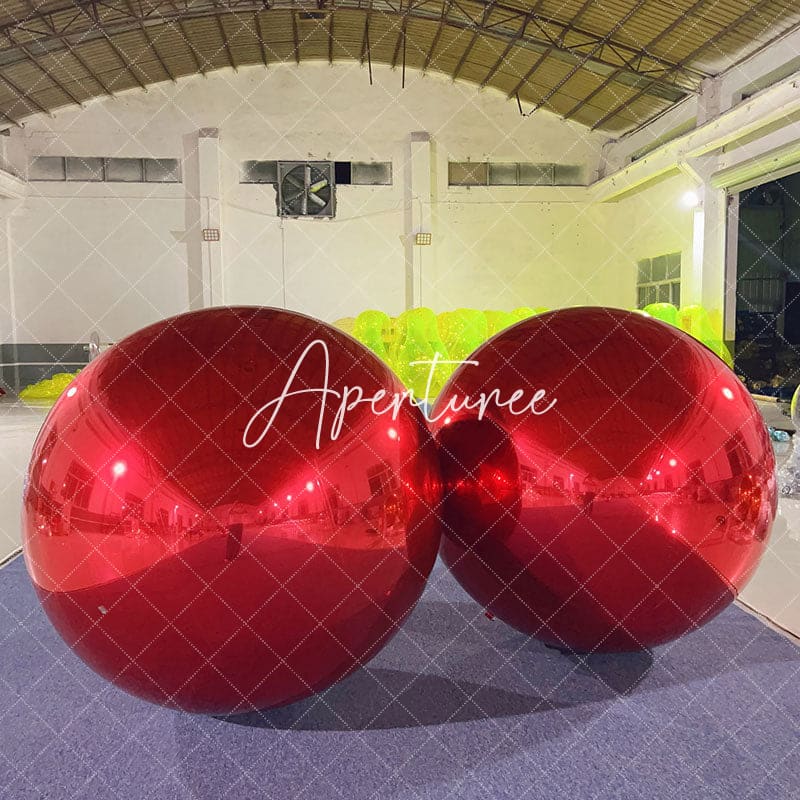 Aperturee - Red Inflatable Shiny Ball Pvc Mirror Party Balloon