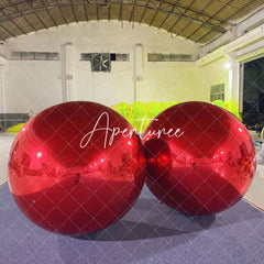 Aperturee - Red Inflatable Shiny Ball Pvc Mirror Party Balloon