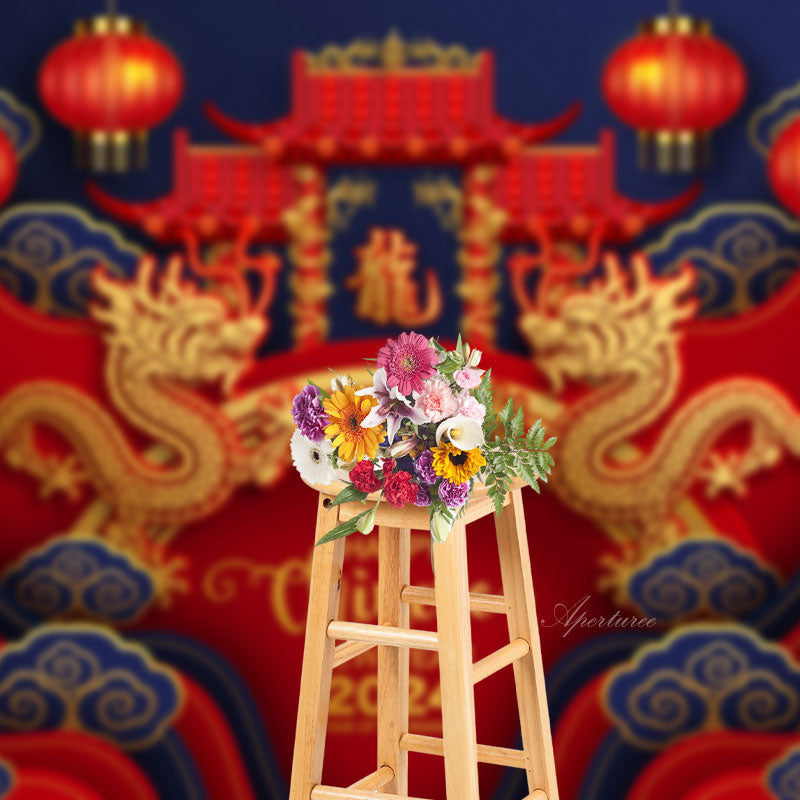 Aperturee - Red Lantern 2024 Happy Chinese New Year Backdrop