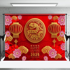 Aperturee - Red Lantern Zodiac Snake Happy Chinese New Year Backdrop