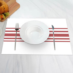 Aperturee - Red Line White Simple Dining Set Of 4 Placemats