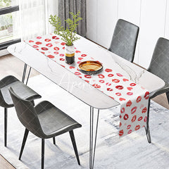 Aperturee - Red Lip Heart Shape Table Runner For Valentines Day