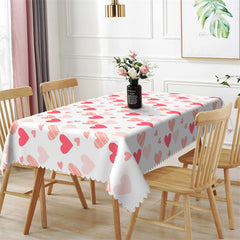 Aperturee - Red Little Repeat Heart White Rectangle Tablecloth