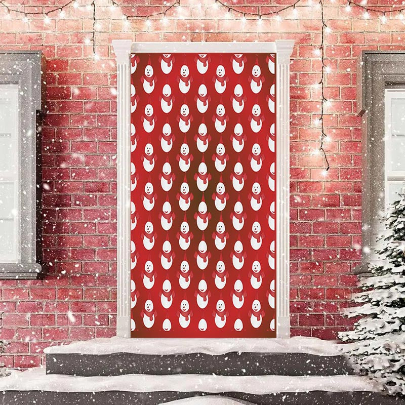 Aperturee - Red Little Snowman Simple Merry Christmas Door Cover