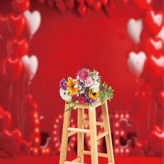 Aperturee - Red Love Heart Balloons Valentines Day Backdrop