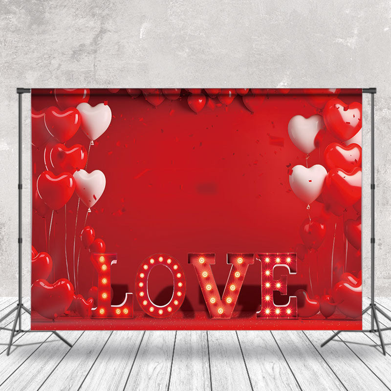 Aperturee - Red Love Heart Balloons Valentines Day Backdrop