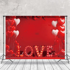 Aperturee - Red Love Heart Balloons Valentines Day Backdrop