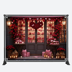 Aperturee - Red Love Heart Gifts Boutique Wood Door Backdrop