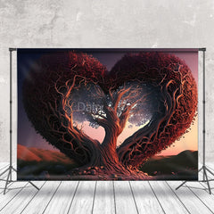 Aperturee - Red Love Tree Outdoor Photography Backdrop At Sunset