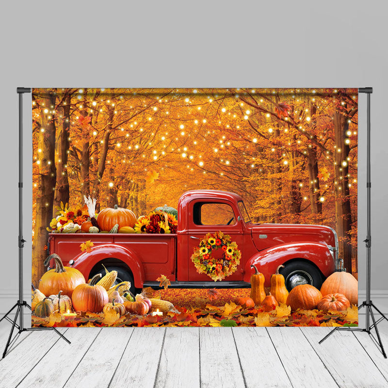 Aperturee - Red Maple Forest Bumper Crop Truck Autumn Backdrop