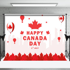 Aperturee - Red Maple Leaf Balloons Happy Canada Day Backdrop