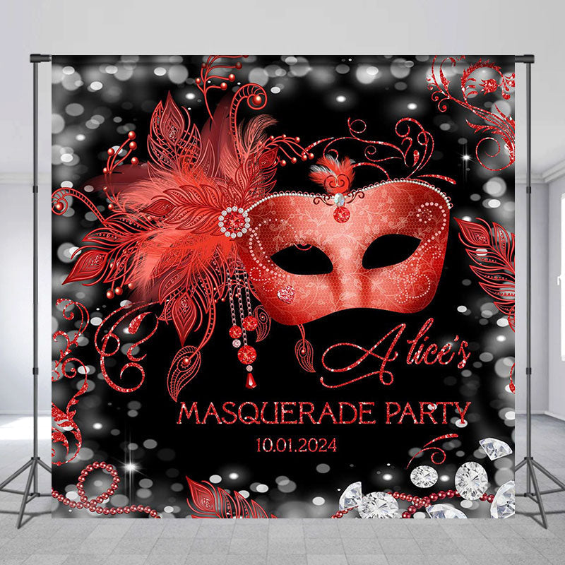 Aperturee - Red Mask Black Diamond Custom Birthday Party Backdrop