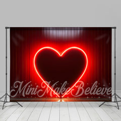 Aperturee - Red Neon Light Heart Happy Valentines Day Backdrop