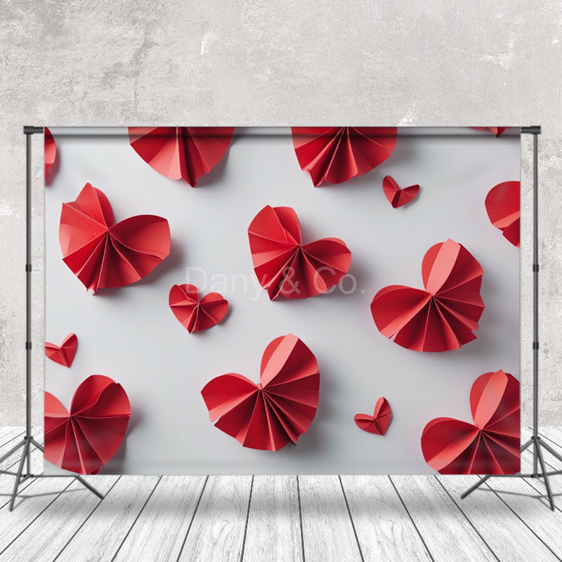 Aperturee - Red Paper Folded Hearts Valentine’s Day Backdrop