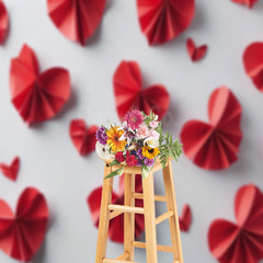 Aperturee - Red Paper Folded Hearts Valentine’s Day Backdrop