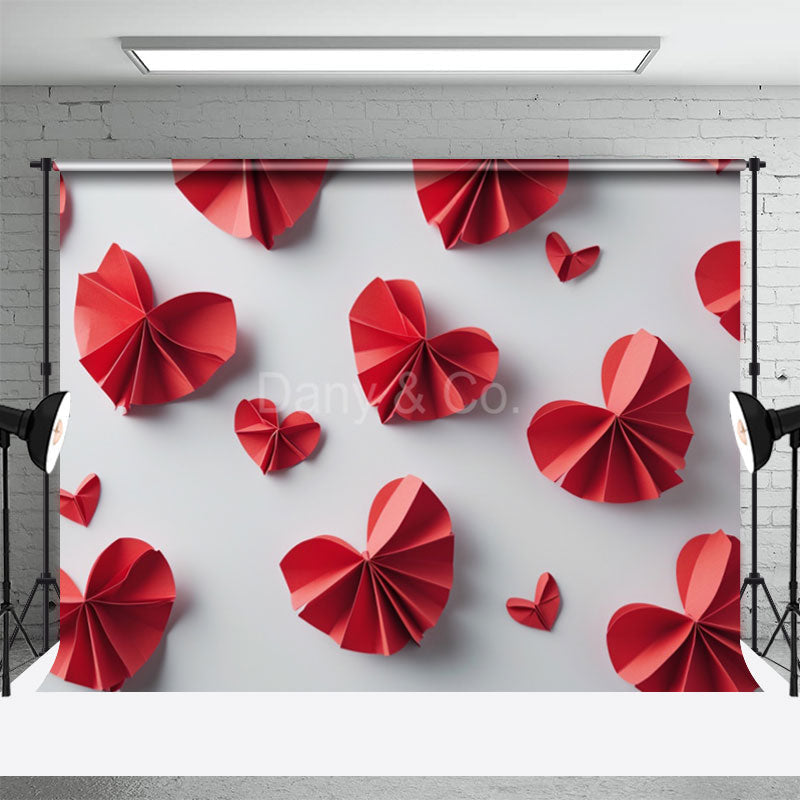 Aperturee - Red Paper Folded Hearts Valentine’s Day Backdrop