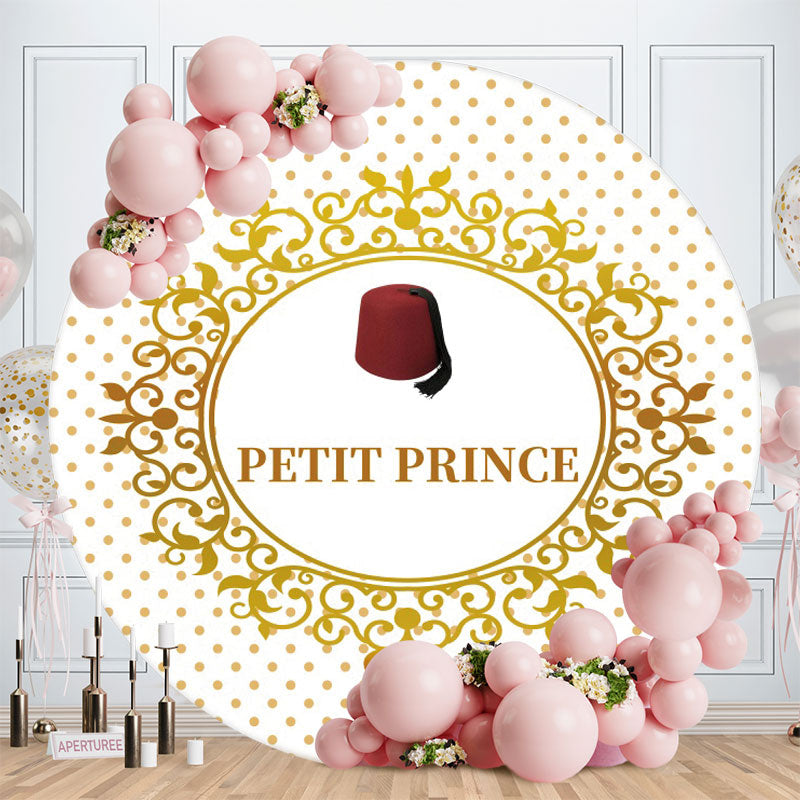 Aperturee - Red Petit Prince Round Gold Baby Shower Backdrop