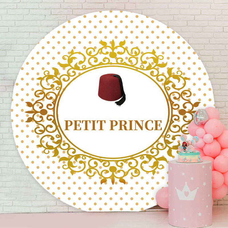 Aperturee - Red Petit Prince Round Gold Baby Shower Backdrop